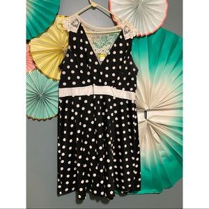 modcloth polka dot lace v neck dress